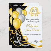 60周年 ゴールド＆シルバー 誕生日 招待状 (正面/裏面)
