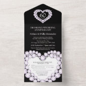 60周年 ダイヤモンド婚 黒白 オールインワン招待状 (内側)