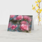 60周年 ピンクのバラ アート グリーティング カード (黄色い花)
