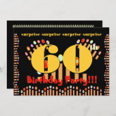 60回目のサプライズ誕生日パーティーの招待テンプレート 招待状 (正面/裏面)