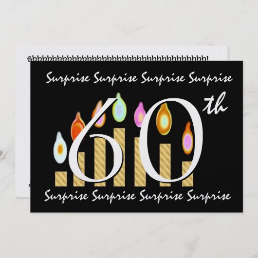 60回目のサプライズ誕生日パーティーの招待テンプレート 招待状 (正面/裏面)