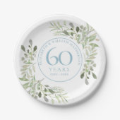 60回目のダイヤモンド婚式記念の緑 ペーパープレート (正面)