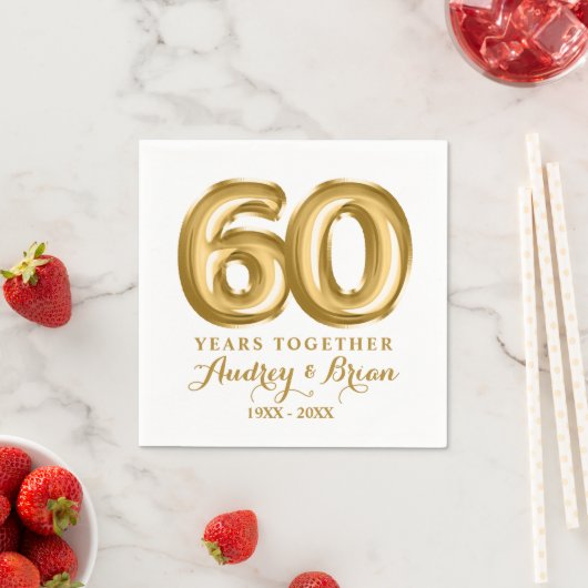 60回目のダイヤモンド結婚記念日 オーダーメイド ナプキン スタンダードカクテルナプキン (インサイチュ)