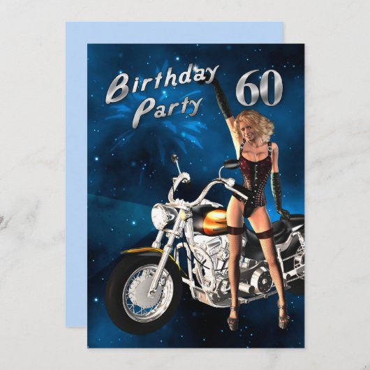 60回目の誕生日パーティーの招待 招待状 (正面/裏面)