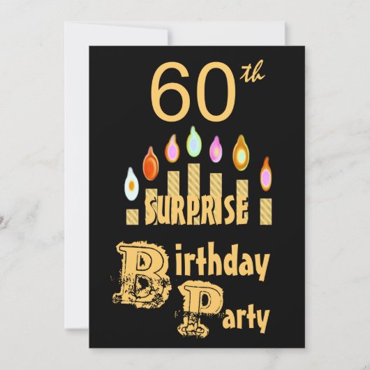 60回目の誕生日パーティーの招待-金ゴールド 招待状 (正面)