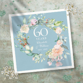 60回目/75回目の結婚記念日のバラのガーランド スタンダードカクテルナプキン