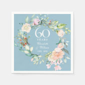 60回目/75回目の結婚記念日のバラのガーランド スタンダードカクテルナプキン (正面)