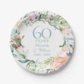 60回目/75回目の結婚記念日のバラのガーランド ペーパープレート (正面)