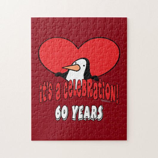 60年のお祝いのペンギン ジグソーパズル (縦)