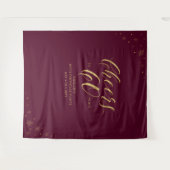 60年のお祝い | ゴールド＆レッドの誕生日パーティー タペストリー (正面(横))