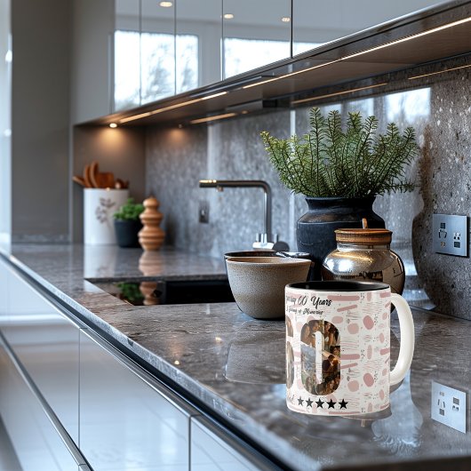 60年の写真コラージュマグを満喫 – 名前をカスタムする ツートーンマグカップ