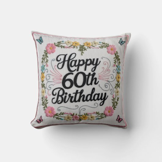 60年の若い"装飾用クッション:クラシック贈り物 クッション (正面)