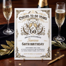 60年への乾杯 ヴィンテージ ゴールド ホワイト 誕生日