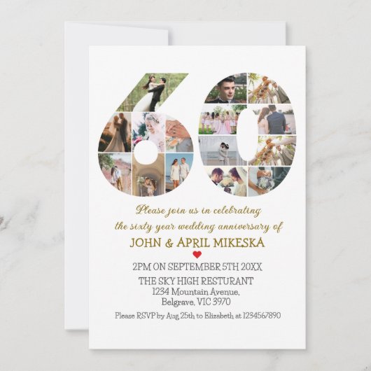 60年カスタム記念結婚会 招待状 (正面)