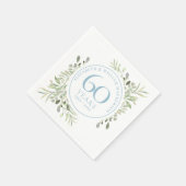 60年ダイヤモンド結婚のアニバーサリーグリーン スタンダードカクテルナプキン (角)