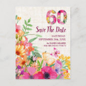 60年フラワーズフローラリネン60誕生日 案内ポストカード (正面)