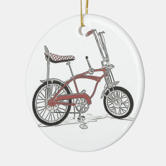 60年代のクラシックなSchwinnのアカエイ筋肉バイクの自転車 セラミックオーナメント (左)