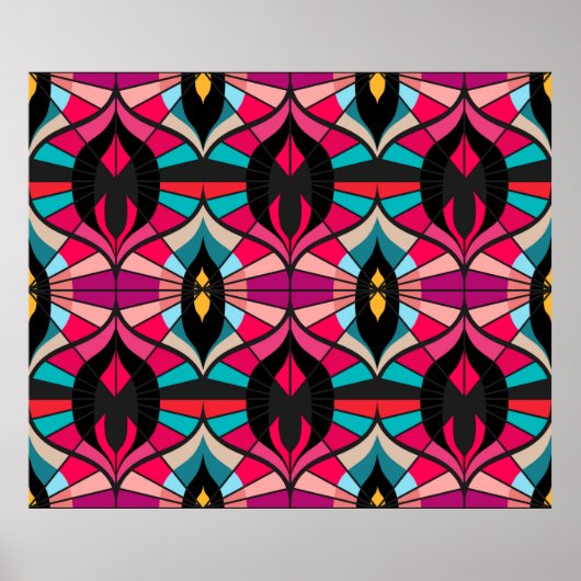 60年代のスタイルのシームレスなレトロパターン ポスター (正面)