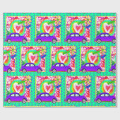 60年代のテーマの絞り染めのハッピーバースデー ラッピングペーパー (フラット)