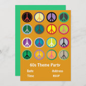 60年代のテーマ平和サインパーティー 招待状 (正面/裏面)