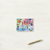 60年代のディスコのレトロのモザイクコラージュの抽象芸術 ポストイット (デスク上)