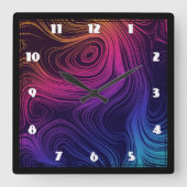 60年代のバイブサークルと渦巻きパタクールーン スクエア壁時計 (正面)