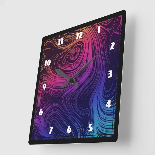 60年代のバイブサークルと渦巻きパタクールーン スクエア壁時計 (傾斜)