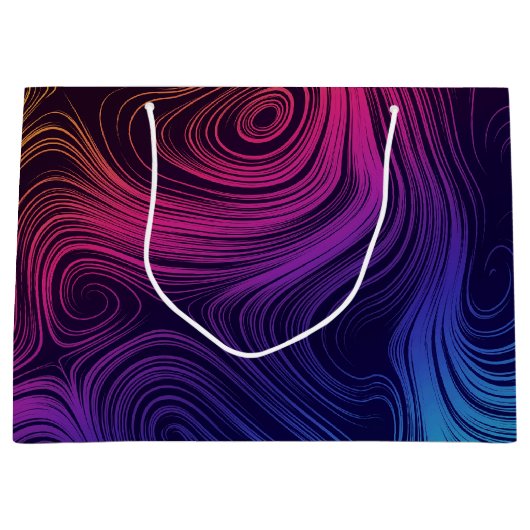 60年代のバイブサークルと渦巻きパタクールーン ラージペーパーバッグ (正面)