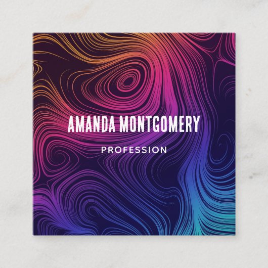60年代のバイブサークルと渦巻きパターン スクエア名刺 (正面)
