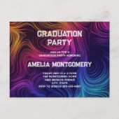 60年代のビーサークルと渦巻きパターンの卒業 インビテーションポストカード (正面)