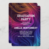 60年代のビーサークルと渦巻きパターンの卒業 招待状 (正面/裏面)