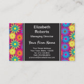 60年代のフラワーパワーのカラフルな花のモダンなパターン 名刺 (正面)