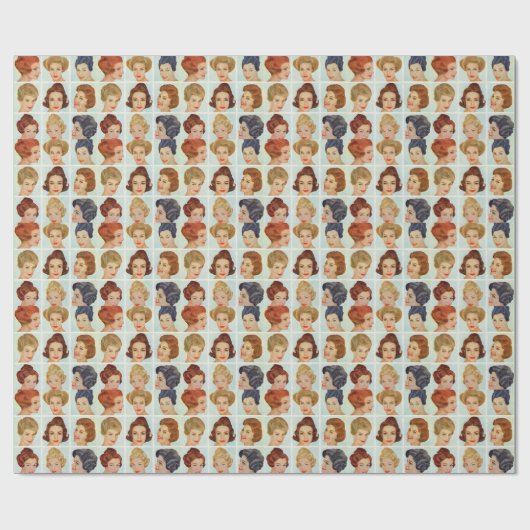 60年代のヘアスタイルの格子 ラッピングペーパー (フラット)