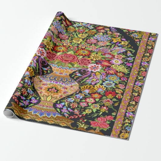 60年代のペルシャヴィンテージトルコフローラ芸術のデコページ ラッピングペーパー (アンロールド)