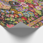 60年代のペルシャヴィンテージトルコフローラ芸術のデコページ ラッピングペーパー (角)