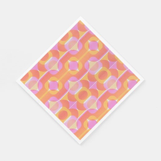 60年代のヴィンテージレトロピンクとオレンジパターン（の模様が）ある スタンダードランチョンナプキン (角)