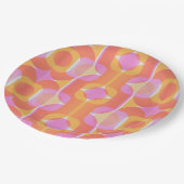60年代のヴィンテージレトロピンクとオレンジパターン（の模様が）ある  ペーパープレート (アングル)