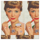 60年代の口紅の女性プリント ファブリック (クローズアップ)