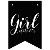 60年代の女の子1960年代タイポグラフィ白黒 バンティングフラッグ (第3の旗)