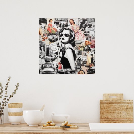 60年代の抽象芸術コラージュ ポスター (キッチン)