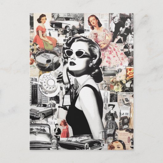 60年代の抽象芸術コラージュ ポストカード (正面)