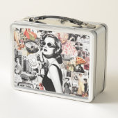 60年代の抽象芸術コラージュ メタルランチボックス (裏面)