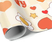 60年代の溝深いアーポップ・アートのトのバレンタインの虹の雲の天使 ラッピングペーパー (ロールコーナー)