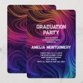 60年代の雰囲気 円と渦巻き模様 卒業 招待状 (正面/裏面)