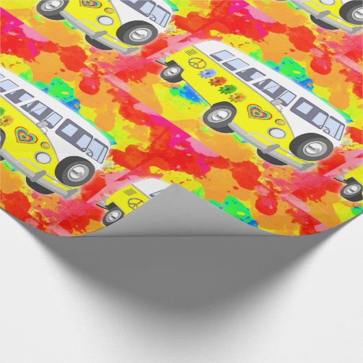 60年代の70年代のレトロの腰回りが大きなヴァンの絞り染め ラッピングペーパー (角)