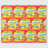 60年代の70年代のレトロの腰回りが大きなヴァンの絞り染め ラッピングペーパー (フラット)