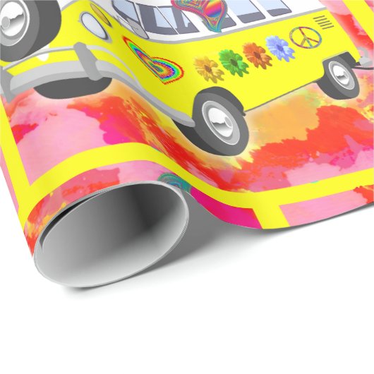 60年代の70年代のRetro HippyヴァンButterflyの絞り染め ラッピングペーパー (ロールコーナー)