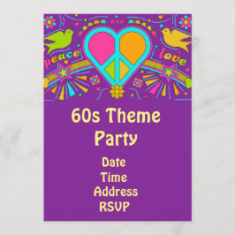 60年代テーマのフラワーパワー・ヒッピー・パーティ 招待状
