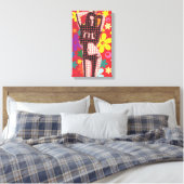 60年代テーマフラワーチャイルドレトロポップ・アートのアート キャンバスプリント (インサイチュ (寝室))