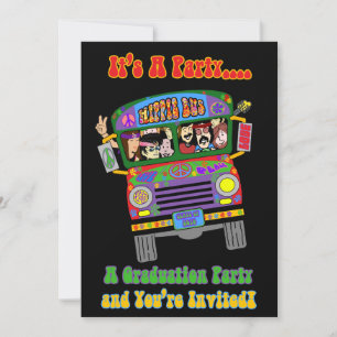 60年代テーマ卒業招待状 招待状